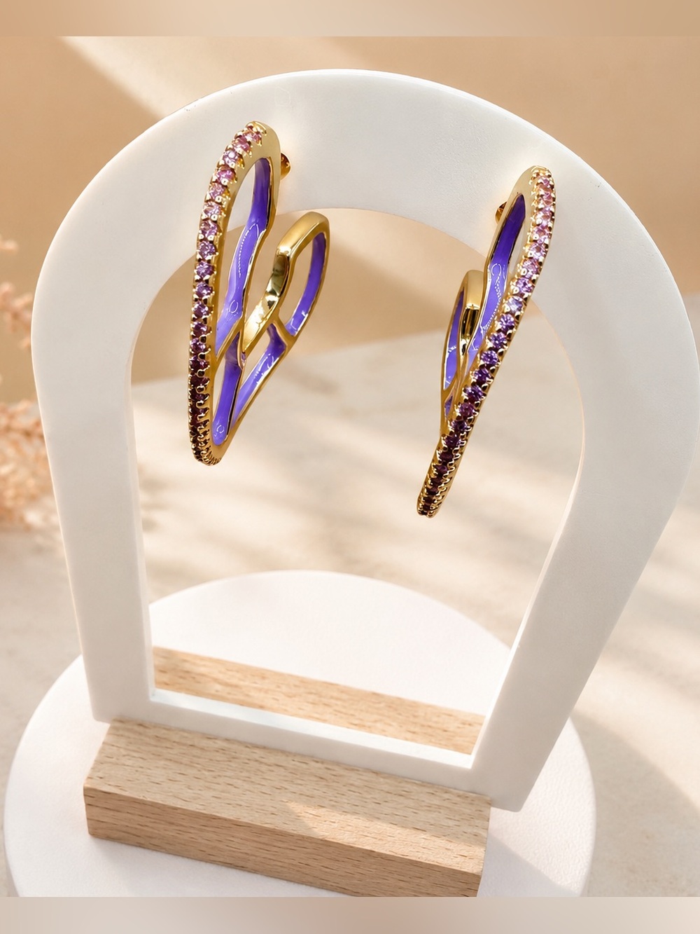 New!! Vermeil 925 silver and chrome diopside hoop earrings Gregal Purple 🤍